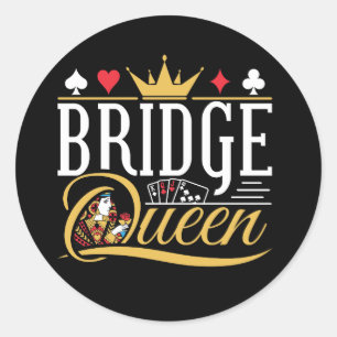 Bridge Queen Card Game Women Classic Round Sticker