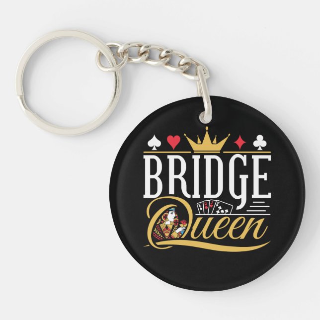 Bridge Queen Card Game Women Keychain (Front)