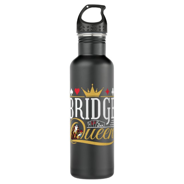 Bridge Queen Card Game Women Stainless Steel Water Bottle (Front)