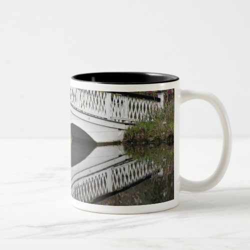 Bridge reflecting on pond Magnolia Two_Tone Coffee Mug