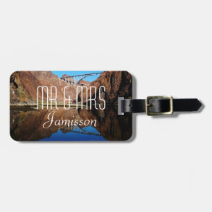 Bridge Reflection, Name, Mr Mrs Custom Bag Luggage Tag