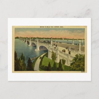 Bridge to Belle Isle Detroit, Michigan Vintage Postcard
