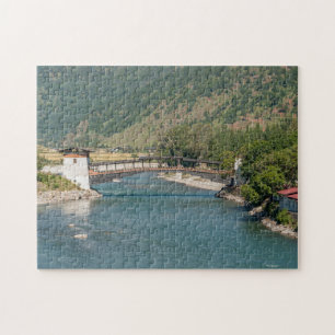 Bridge to Punakha Dzong in Bhutan, Asia, Himalaya Jigsaw Puzzle