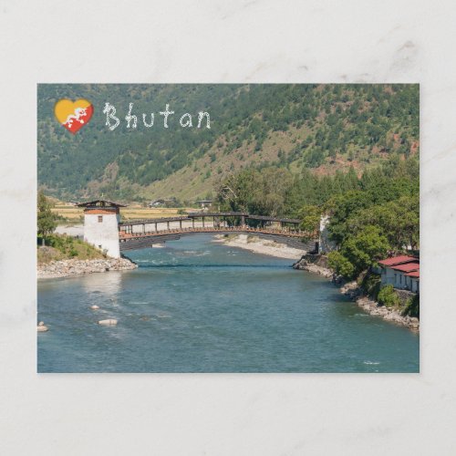 Bridge to Punakha Dzong in Bhutan Postcard