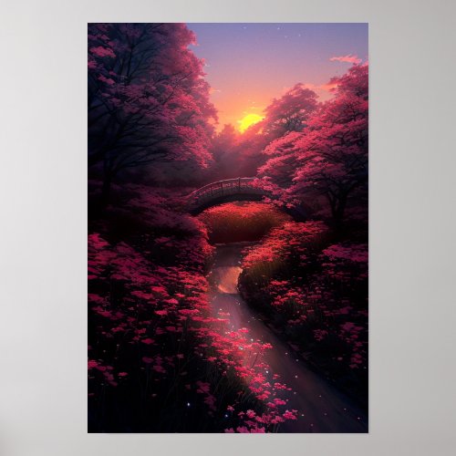 Bridge to the Purple Sunset Poster