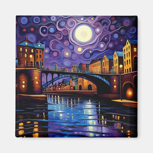 Bridge under moonlight 1 magnet (Front)