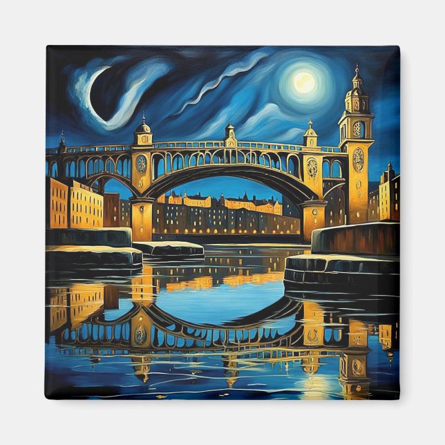 Bridge under moonlight 2 magnet (Front)