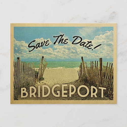 Bridgeport Beach Save The Date Vintage Nautical Announcement Postcard
