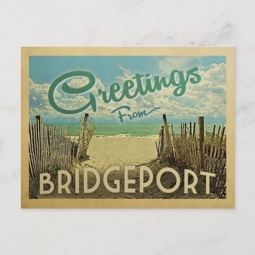 Bridgeport Beach Vintage Travel Postcard