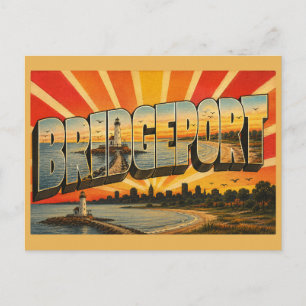 Bridgeport Connecticut Coastal Lighthouse Park Art Postcard