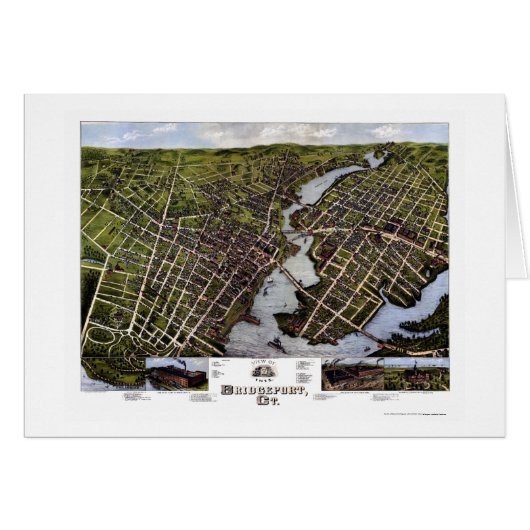 Bridgeport, CT Panoramic Map - 1875 Cards (Front Horizontal)