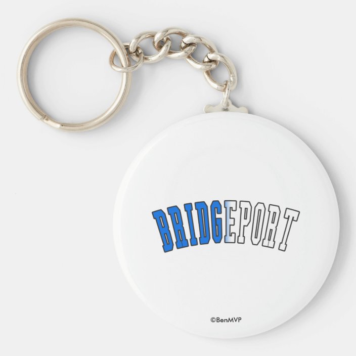Bridgeport in Connecticut State Flag Colors Keychain