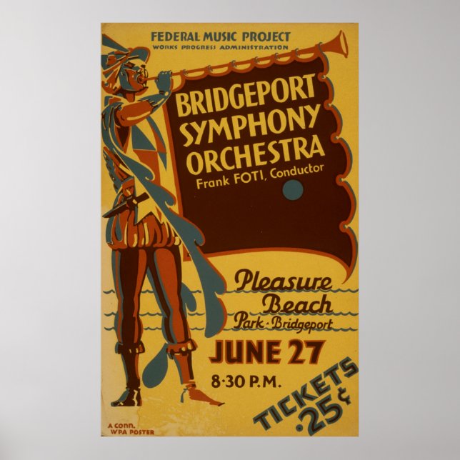 Bridgeport Symphony Orchestra Vintage Music Poster (Front)