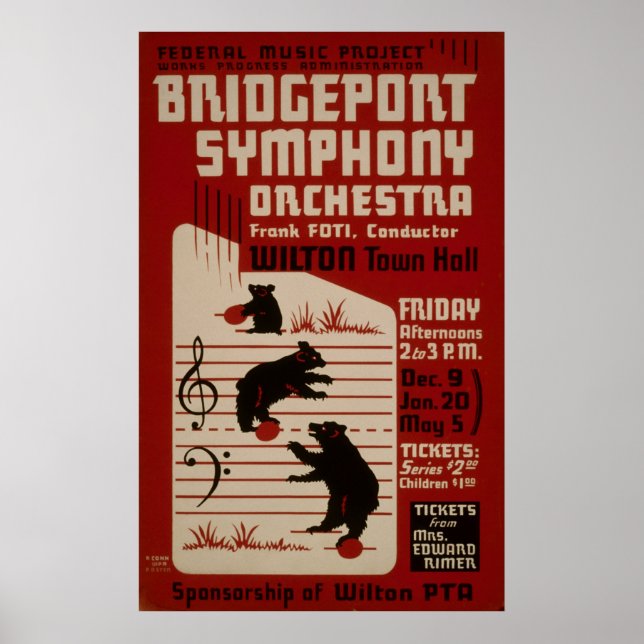 Bridgeport Symphony Orchestra Vintage Music Poster (Front)
