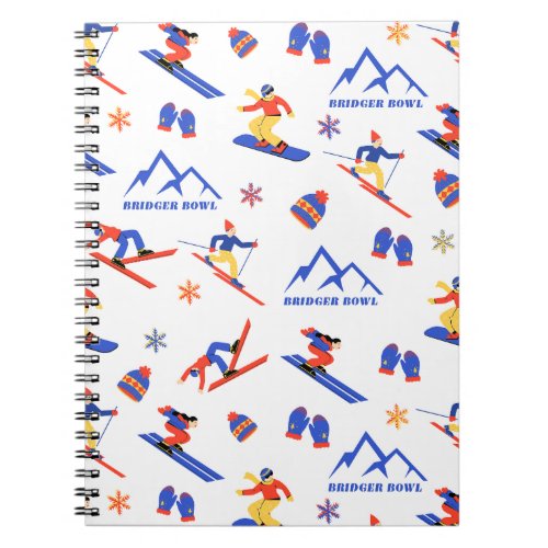 Bridger Bowl Canyon Montana Ski Snowboard Pattern Notebook