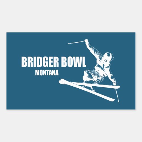 Bridger Bowl Montana Skier Rectangular Sticker