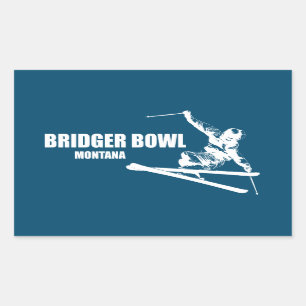 Bridger Bowl Montana Skier Rectangular Sticker