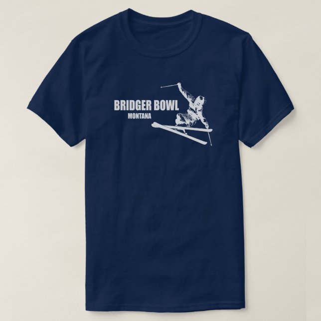 Bridger Bowl Montana Skier T-Shirt (Design Front)