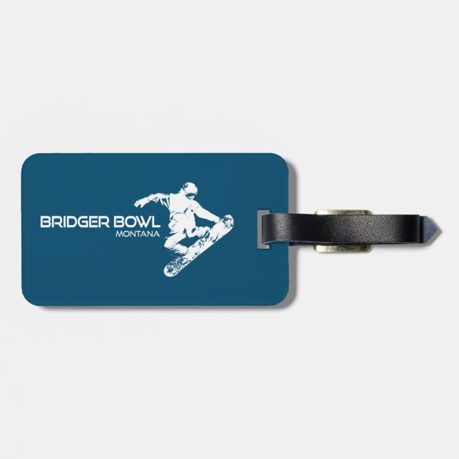 Bridger Bowl Montana Snowboarder Luggage Tag (Back Horizontal)