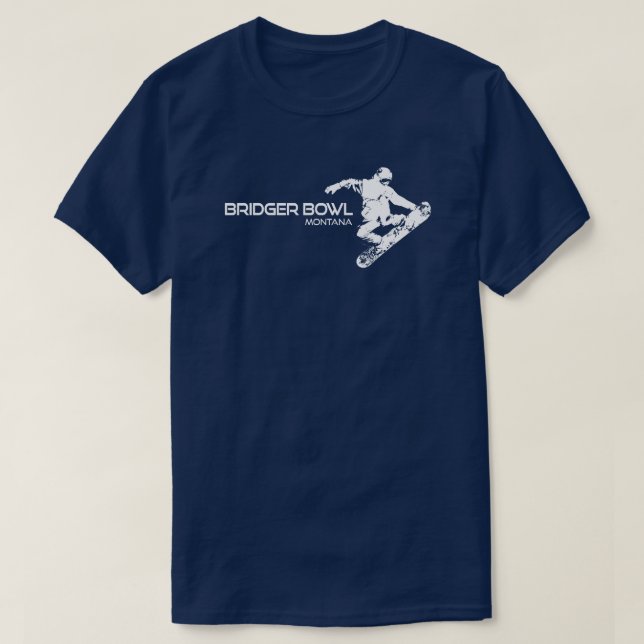 Bridger Bowl Montana Snowboarder T-Shirt (Design Front)
