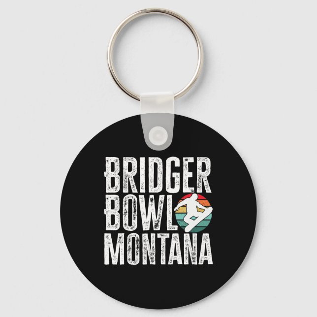 Bridger Bowl Montana Snowboarding Snowboard Snowbo Keychain (Front)