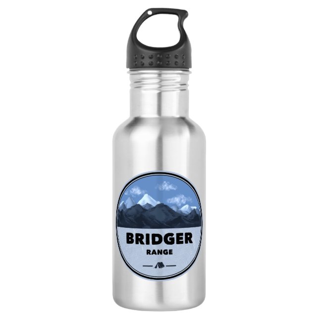 Bridger Range Montana Camping Stainless Steel Water Bottle (Front)