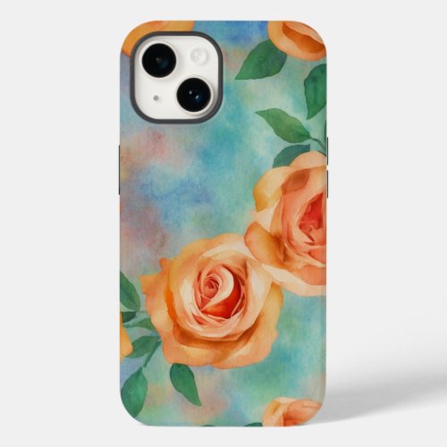 Bridgerton Boho inspired  watercolor orange floral Case_Mate iPhone 14 Case