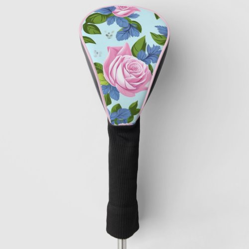 Bridgerton Inspired Blue lilies pink roses Floral  Golf Head Cover