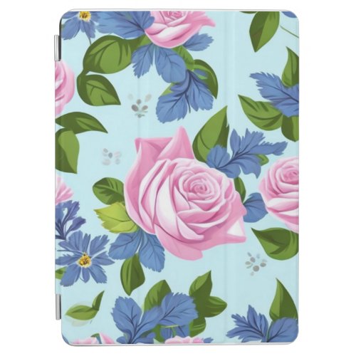 Bridgerton Inspired Blue lilies pink roses Floral  iPad Air Cover