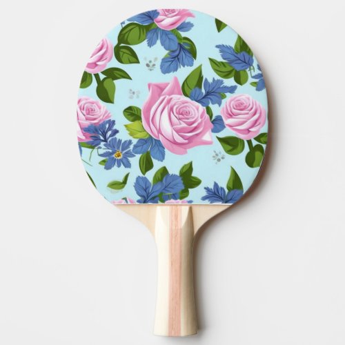 Bridgerton Inspired Blue lilies pink roses Floral  Ping Pong Paddle