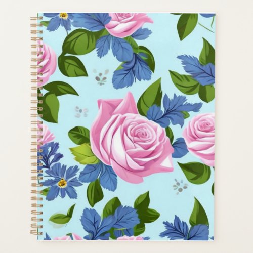 Bridgerton Inspired Blue lilies pink roses Floral  Planner