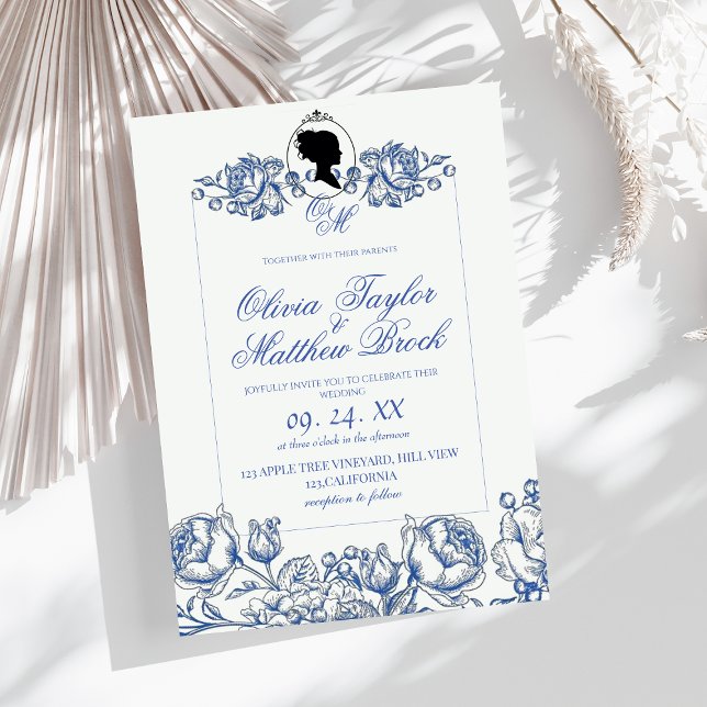 Bridgerton Wedding Invitation Lady Dusty Blue Boho (Creator Uploaded)