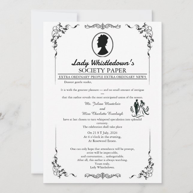 Bridgerton Wedding Invitation – Regency Style   (Front)