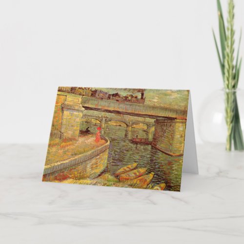 Bridges Across Seine Asnieres by Vincent van Gogh Card