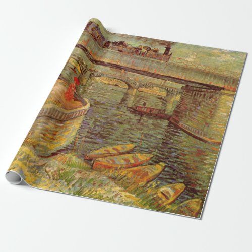 Bridges Across Seine Asnieres by Vincent van Gogh Wrapping Paper