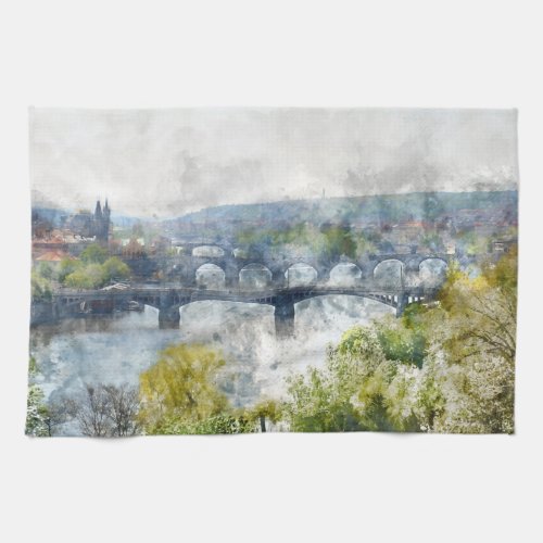 Bridges in Prague Czech Republic Towel