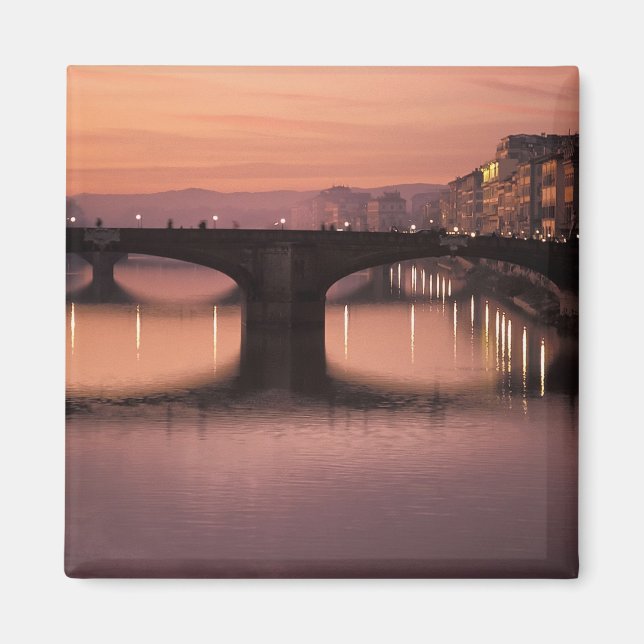 Bridges over the Arno River at sunset, 2 Magnet (Front)