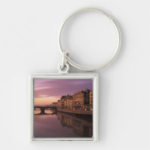 Bridges over the Arno River at sunset, Keychain