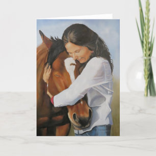 Bridget and her Rescue Horse Art Greeting Card