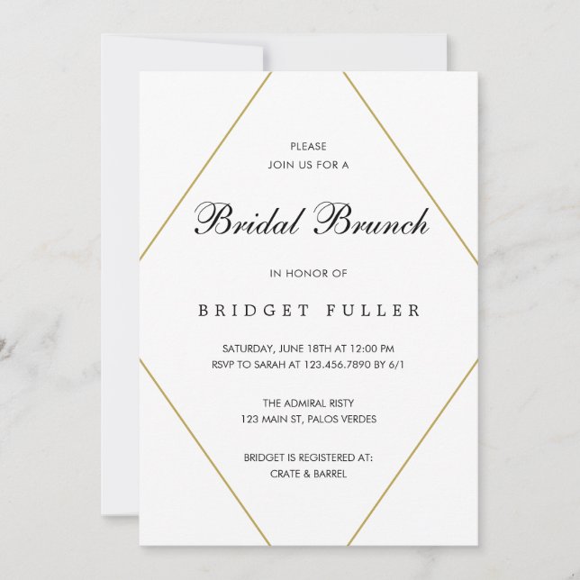 Bridget Geometric Modern Bridal Brunch Invitation (Front)