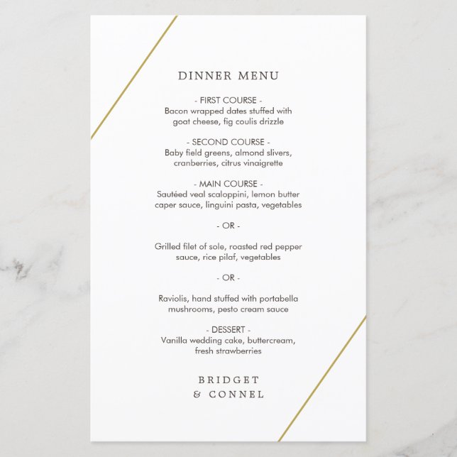 Bridget Geometric Modern Wedding Menu (Front)