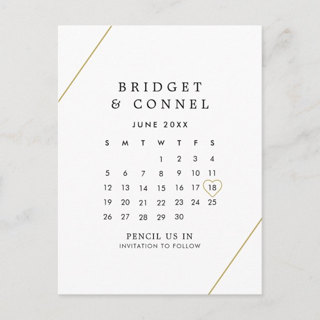Bridget Geometric Modern Wedding Save the Date Announcement Postcard (Front)