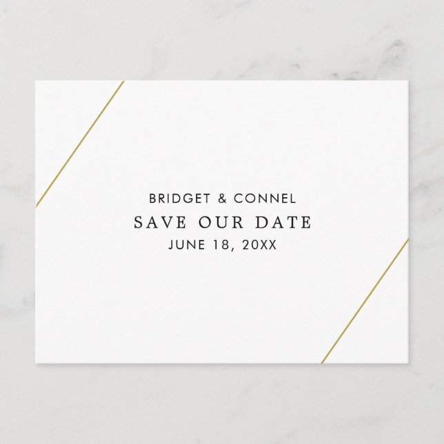 Bridget Geometric Modern Wedding Save the Date Announcement Postcard (Front)