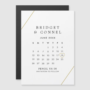 Bridget Geometric Modern Wedding Save the Date Magnetic Invitation