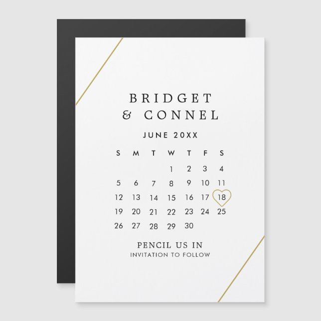Bridget Geometric Modern Wedding Save the Date Magnetic Invitation (Front/Back)