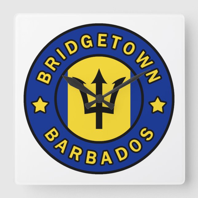 Bridgetown Barbados Square Wall Clock (Front)