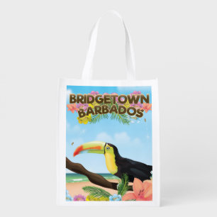 Bridgetown Barbados Toucan travel poster Grocery Bag