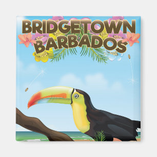 Bridgetown Barbados Toucan travel poster Magnet