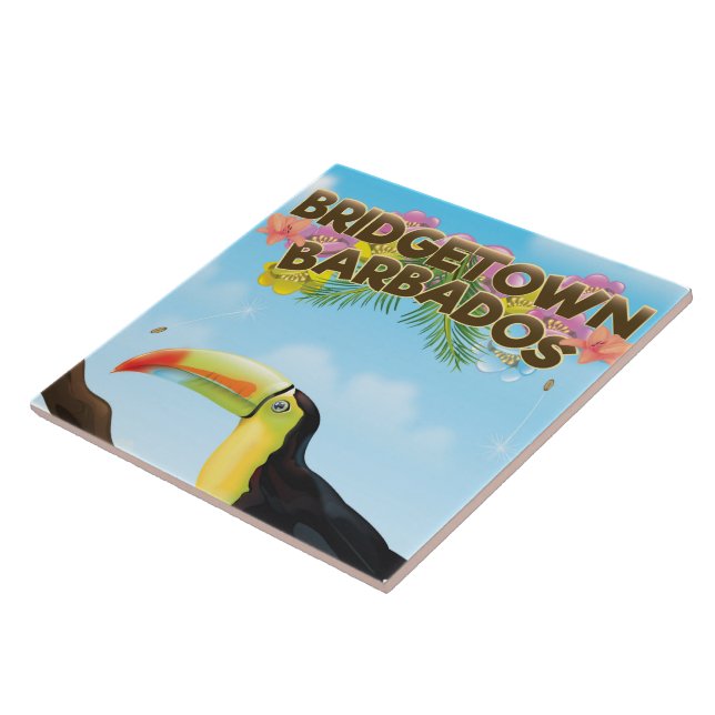 Bridgetown Barbados Toucan travel poster Tile (Side)