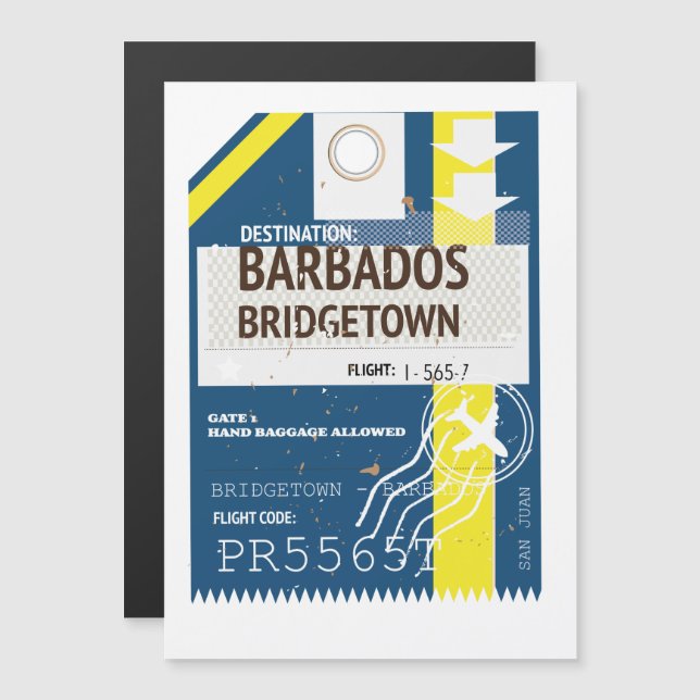 Bridgetown Barbados travel ticket (Front/Back)